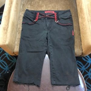 Tripp NYC vintage lace trim d ring bondage cutoff long shorts